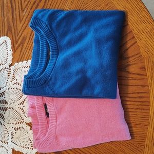 Gap Bundle of Pink & Blue Raglan Sleeve Crew Neck Sweaters XS